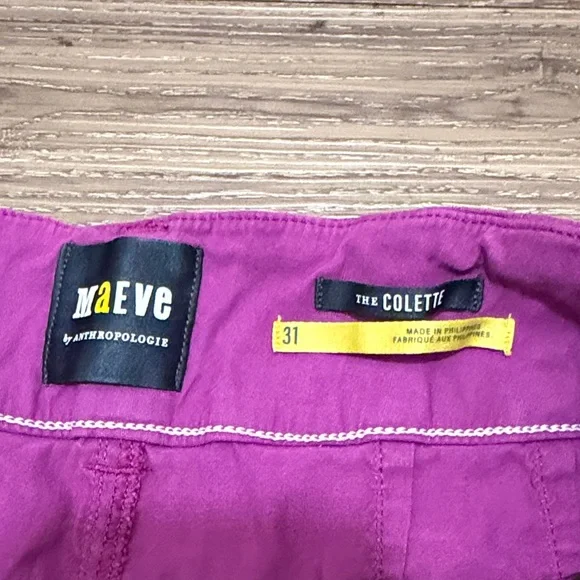 Anthropologie Maeve The Colette Pant Linen Wide Leg Trouser Purple Ankle Sz: 31 - Picture 3 of 10